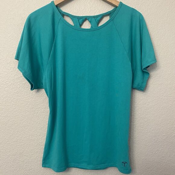 TRINA TURK Teal Size Small Blouse Lattice Back. - Picture 1 of 7